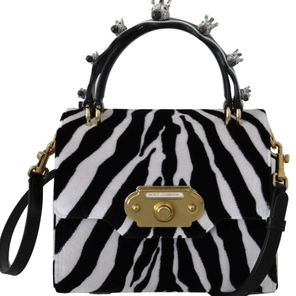 DOLCE & GABBANA Black White Zebra Crossbody WELCOME Purse Bag (SALE)